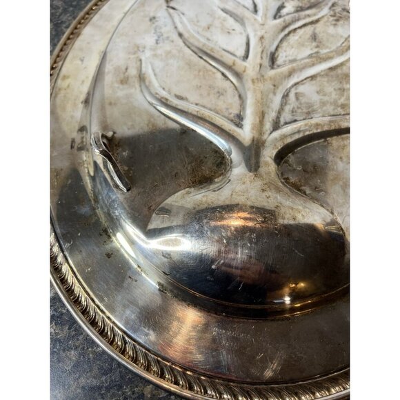 Wm Rogers Silver Meat Platter "Tree Of Life" Silverplate Footed Serving Tray - Picture 10 of 15